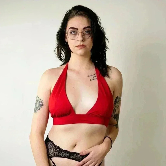 Lipstick Red Triangle Cut Bikini Top - L - Picture 3 of 6